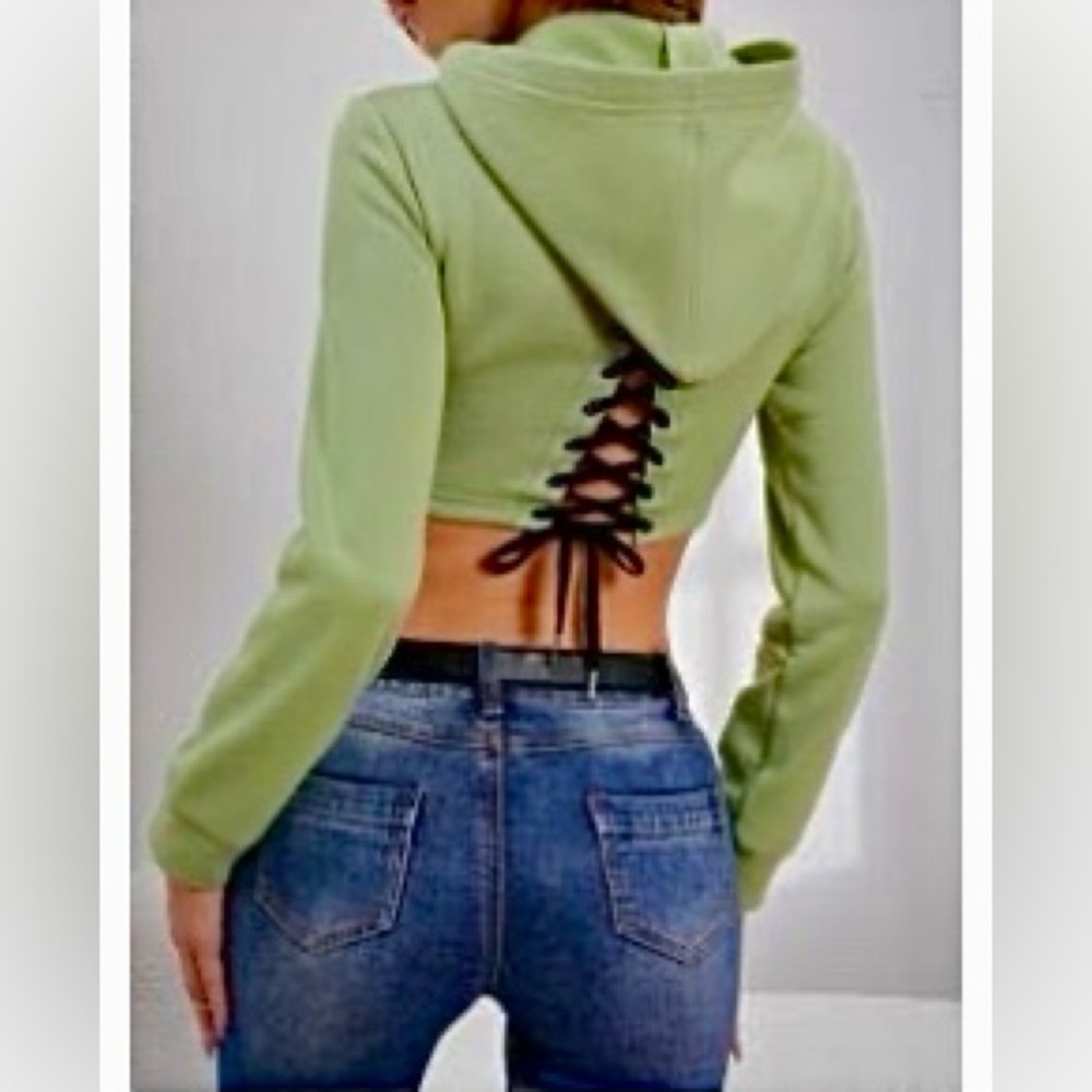 SHEIN Lace Up Back Crop Hoodie
